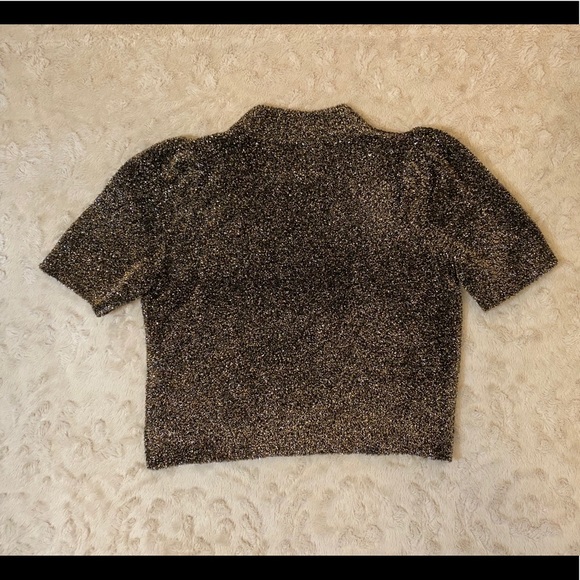 Kate Spade Metallic Textured Short Sleeve Sweater - Picture 2 of 8